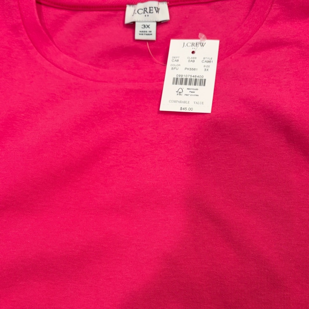 J. Crew Soft Fuchsia Long-Sleeve Everyday Tee/NWT/3X - Picture 8 of 12
